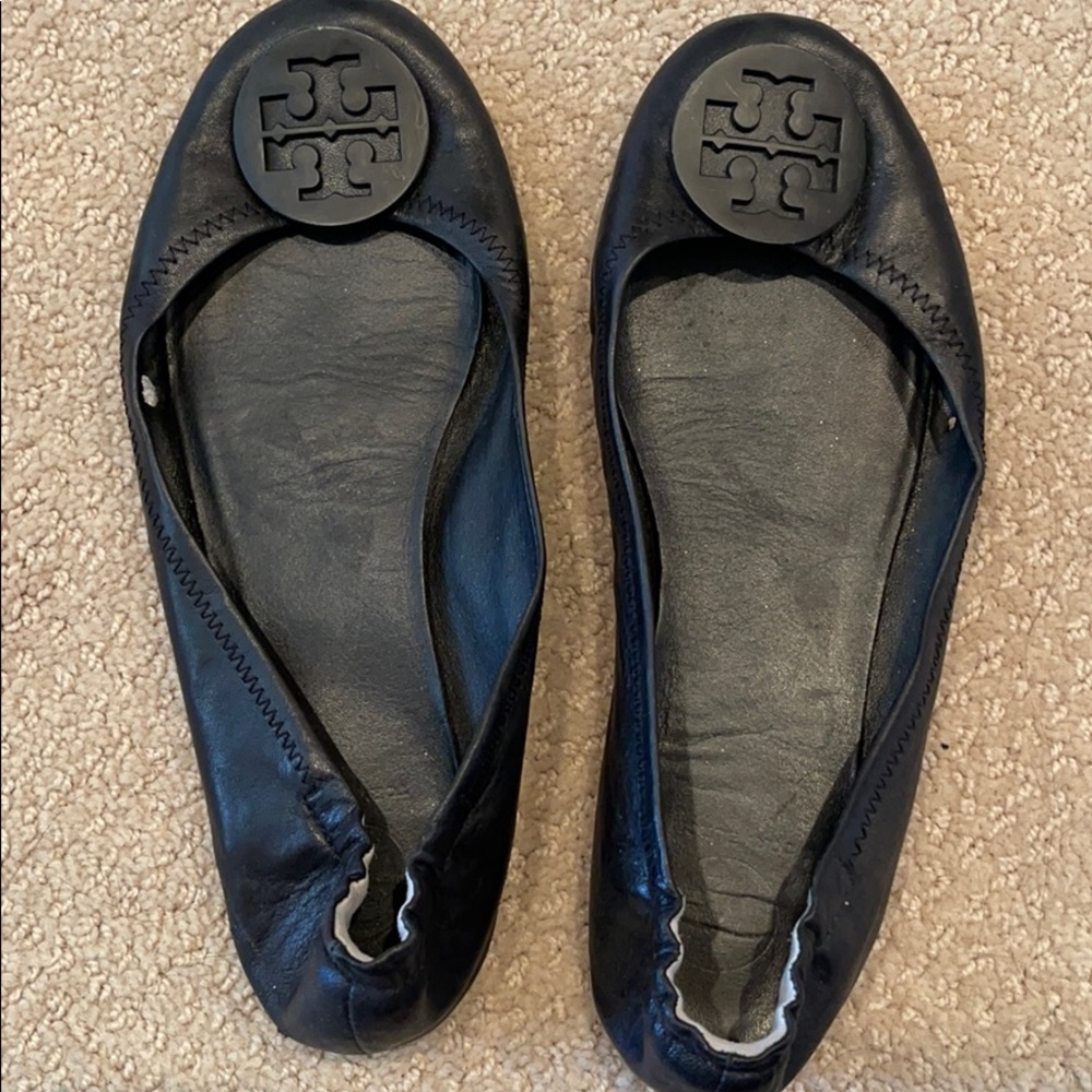 Tory Burch black leather flats size 8.5